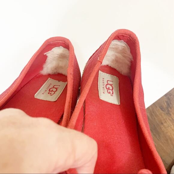 Ugg Syleste Red Espadrille Canvas Slip-On Flats - Picture 3 of 9